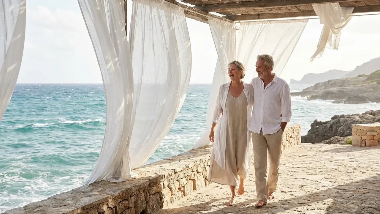 Couple en bord de mer pour ses noces de mousseline, 36 ans de mariage