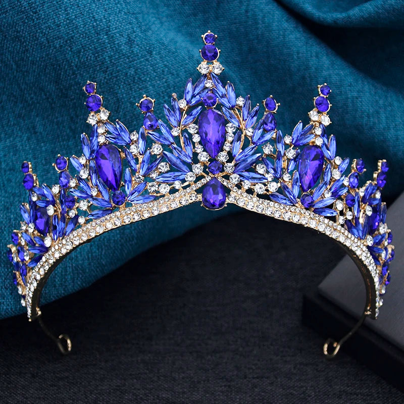 Couronne Mariage Baroque Isaure Doré Bleu