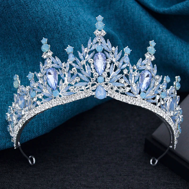 Couronne Mariage Baroque Isaure Argenté Bleu Opale