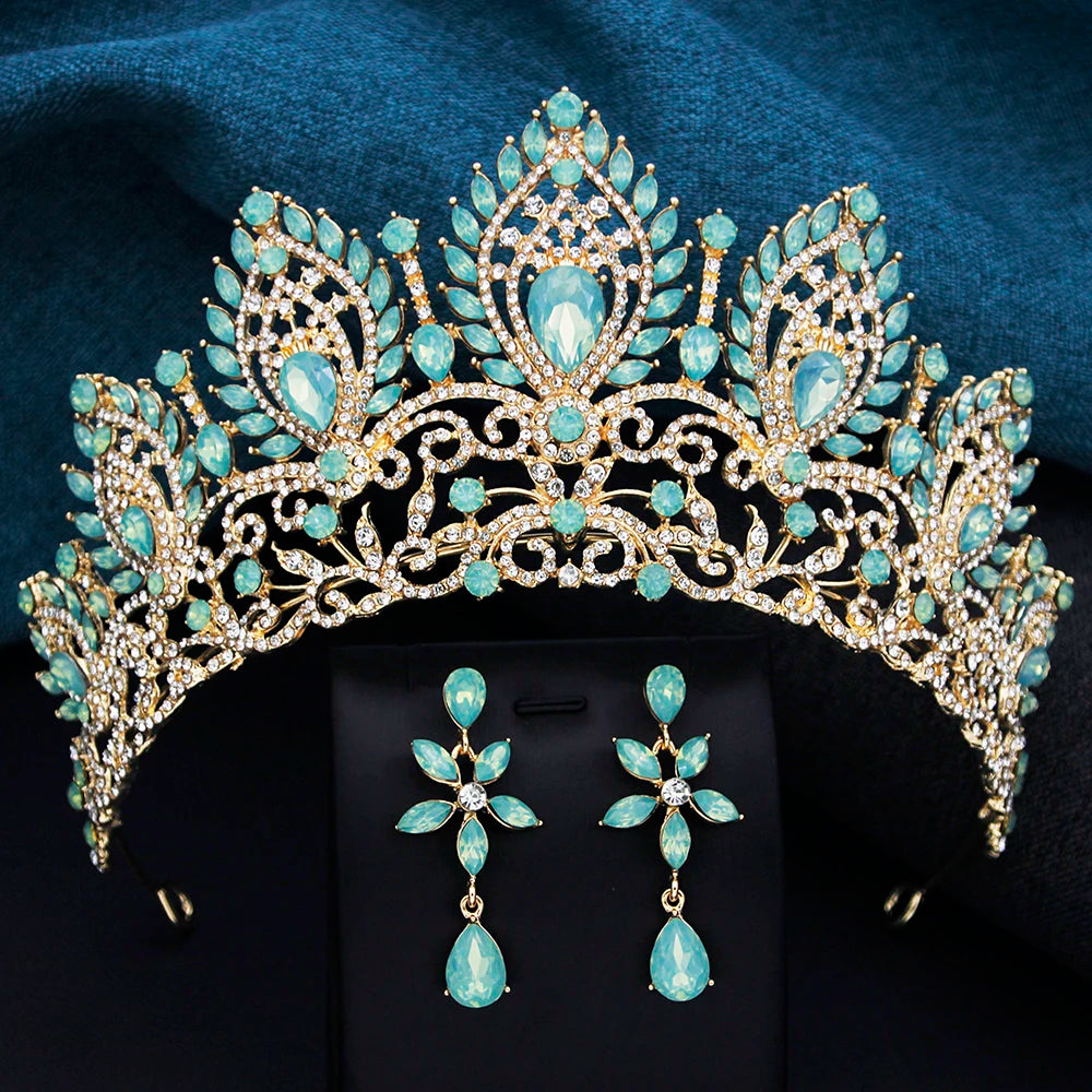 Parure Couronne de Mariée Eugénie Vert Opale