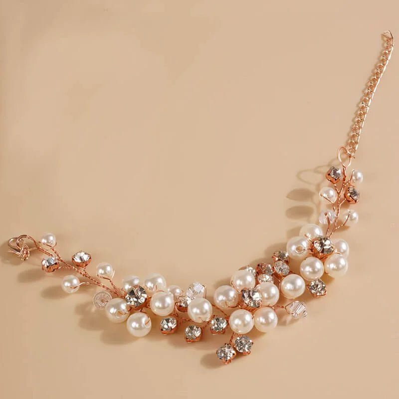 Bracelet mariage strass or rose Aurélie