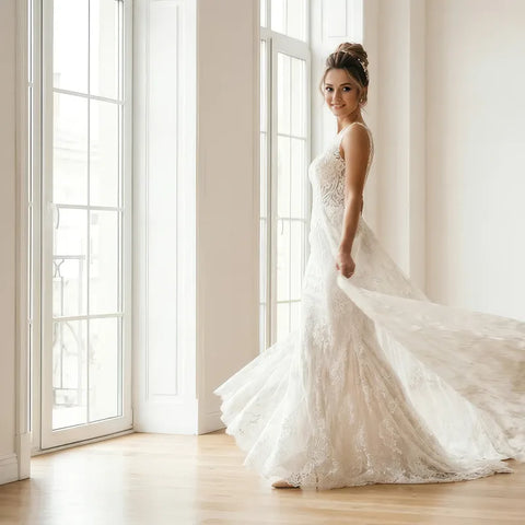 Robe de mariée en dentelle sur mesure - Mariage Éternel