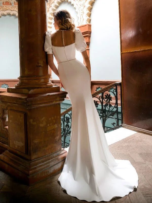 Robe de Mariage Sirène Blanche Vintage - Photo 8