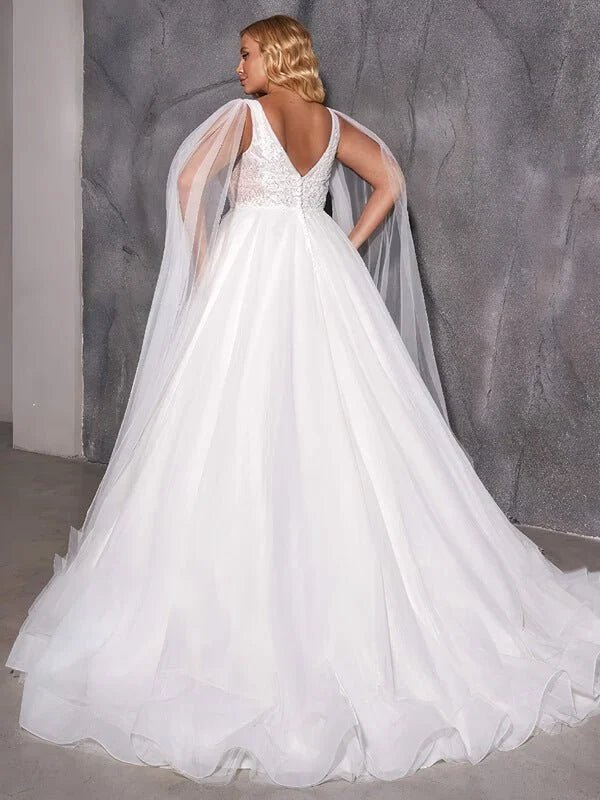 Robe de Mariée avec Cape Grande Taille