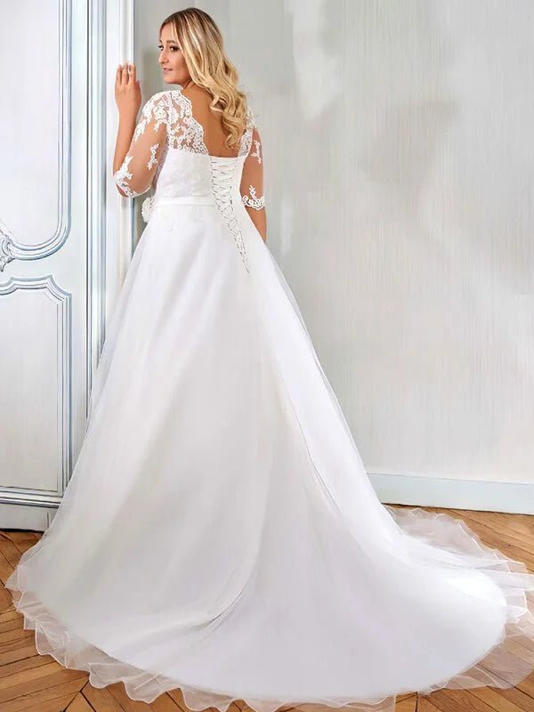 Robe de Mariée avec Manches Grande Taille