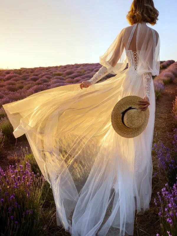 Robe de Mariée Bohème Fendue - Vue de côté