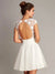 Robe de Mariée Champêtre Courte, détail gros plan, broderie et ornements