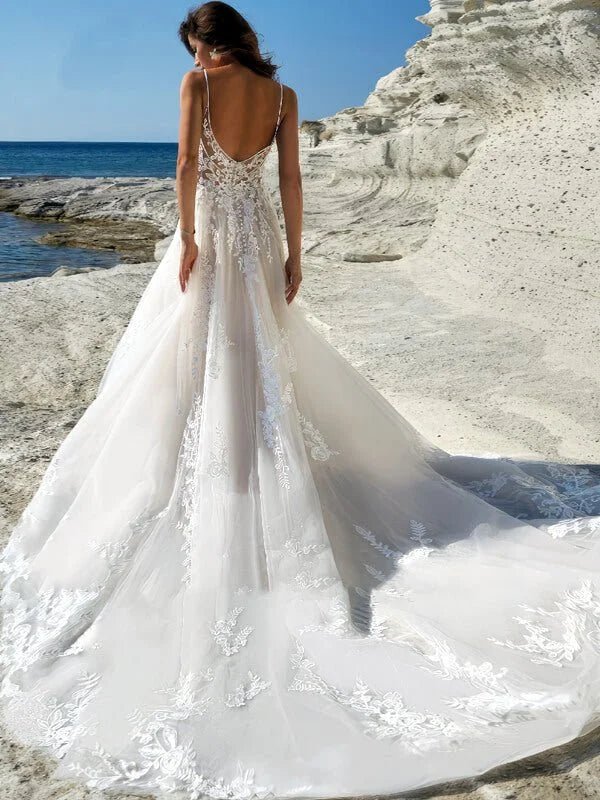 Robe de mariée dos nu bohème - Détail du tissu