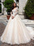 Robe de mariée manche longue, vue de face, sur mesure du 32 au 42