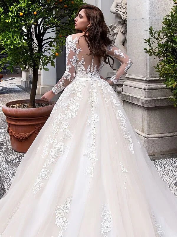 Robe de mariée manche longue - Vue de côté