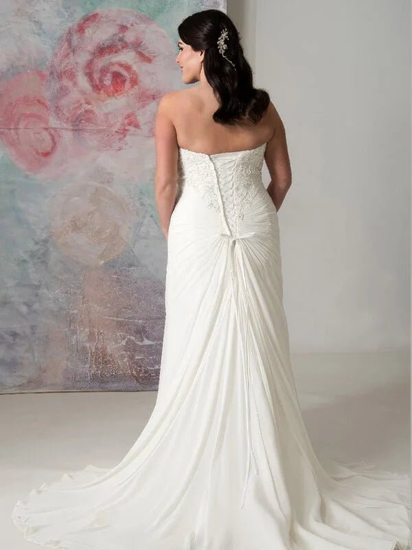 Robe de Mariée pour Femme Petite et Ronde - Vue de côté