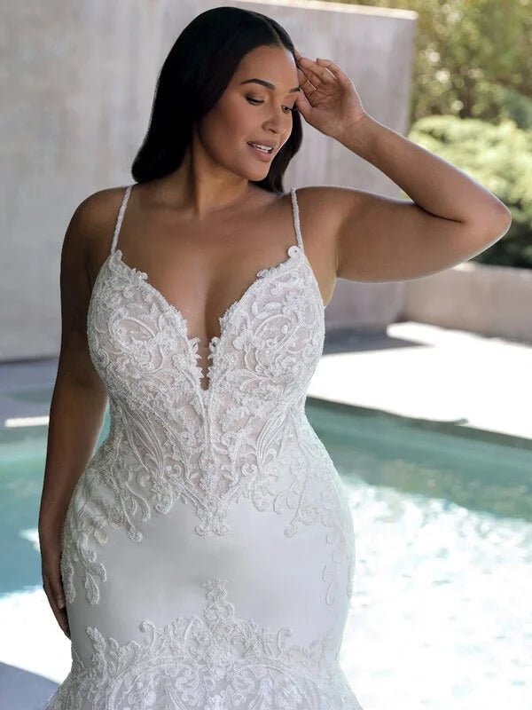 Robe de Mariée Sirène Femme Ronde - Vue de dos
