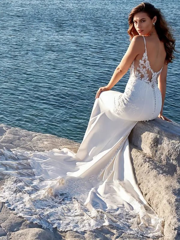 Robe de Mariée Sirène Satin Chic - Vue de côté
