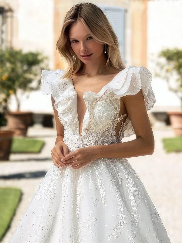 Robe de mariée trapèze dentelle - Vue de dos