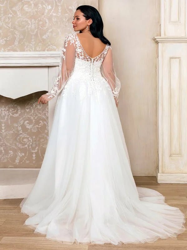 Robe Mariée Champêtre Manche Longue - Vue de côté
