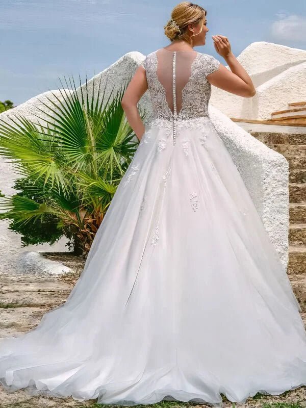 Robe Mariée Grande Taille Dentelle - Vue de côté