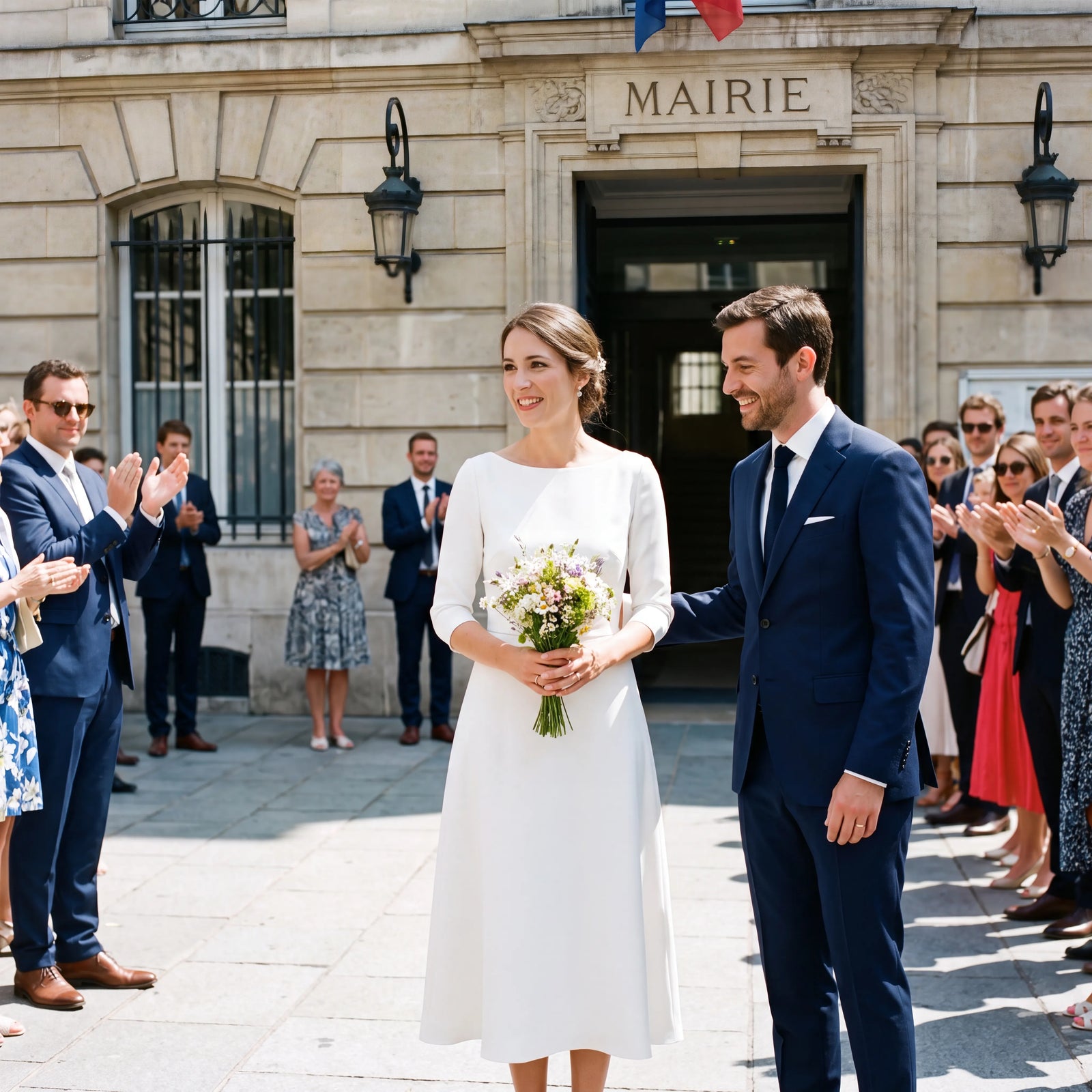 femme en robe de mariée civil