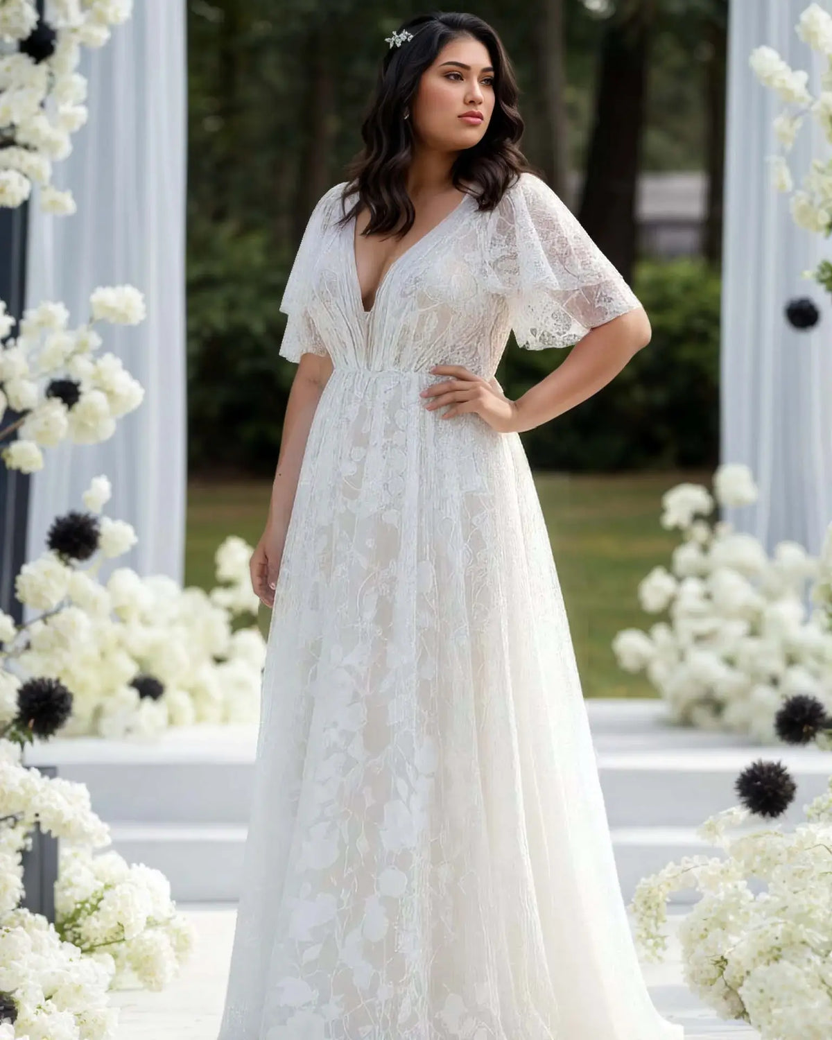 Robe de Mariée en Dentelle Curvy