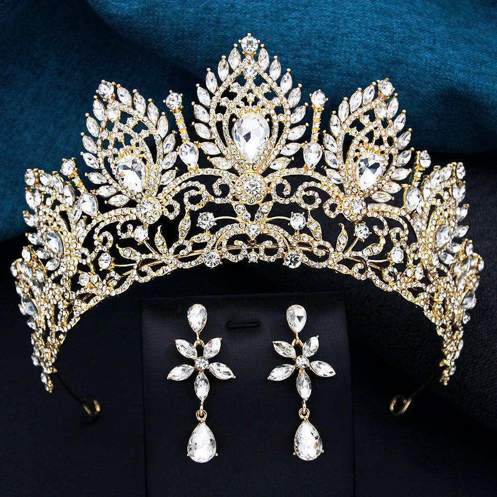 Parure Couronne de Mariée Eugénie Doré Blanc
