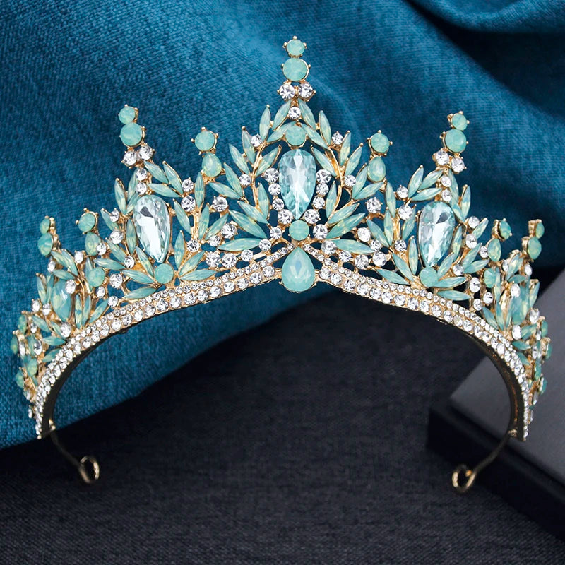 Couronne Mariage Baroque Isaure Doré Vert Opale