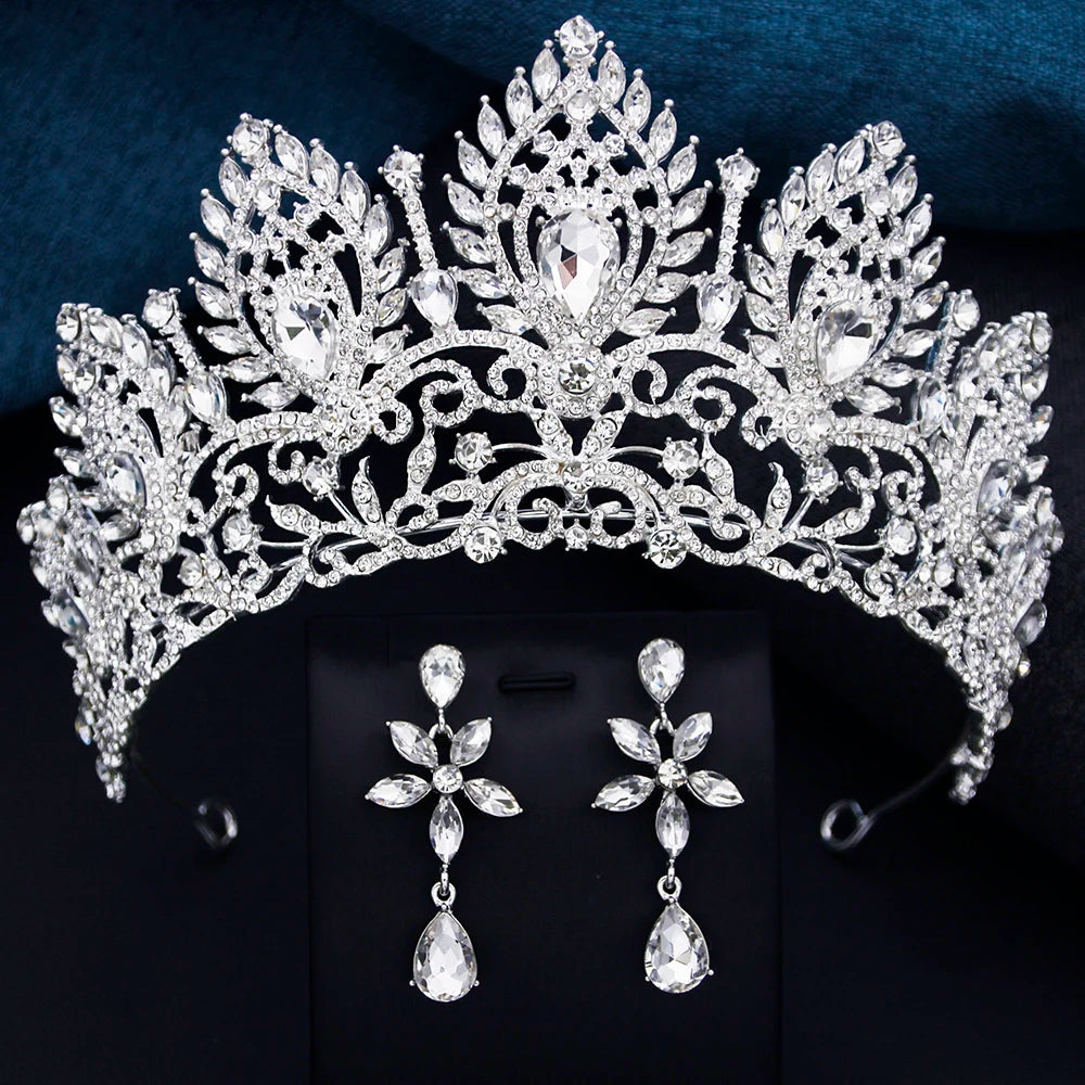 Parure Couronne de Mariée Eugénie Argenté Blanc