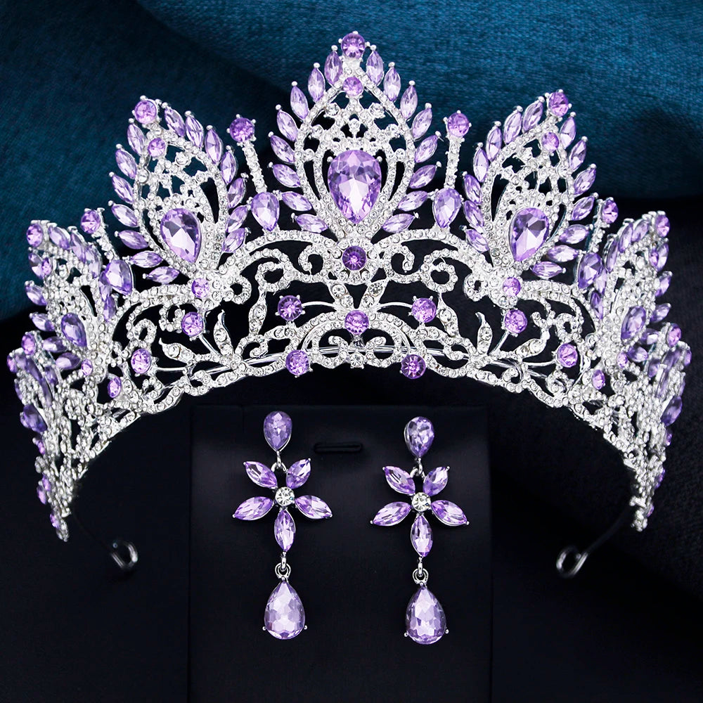 Parure Couronne de Mariée Eugénie Argenté Violet