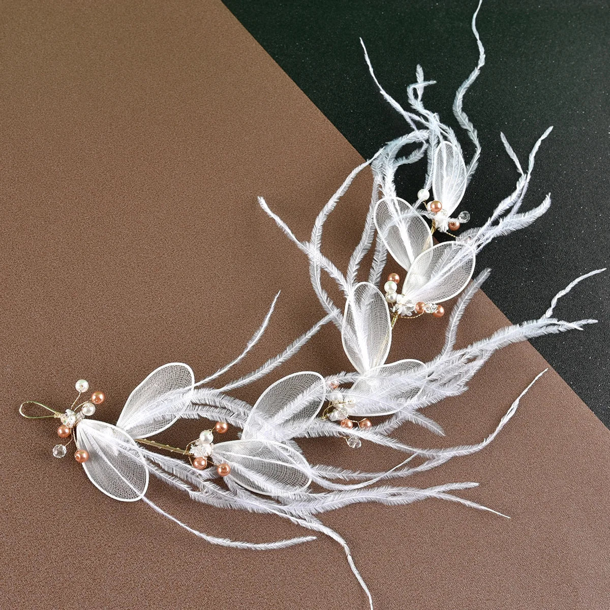 Bijou de Cheveux Mariée Plumes Angélique Style 3