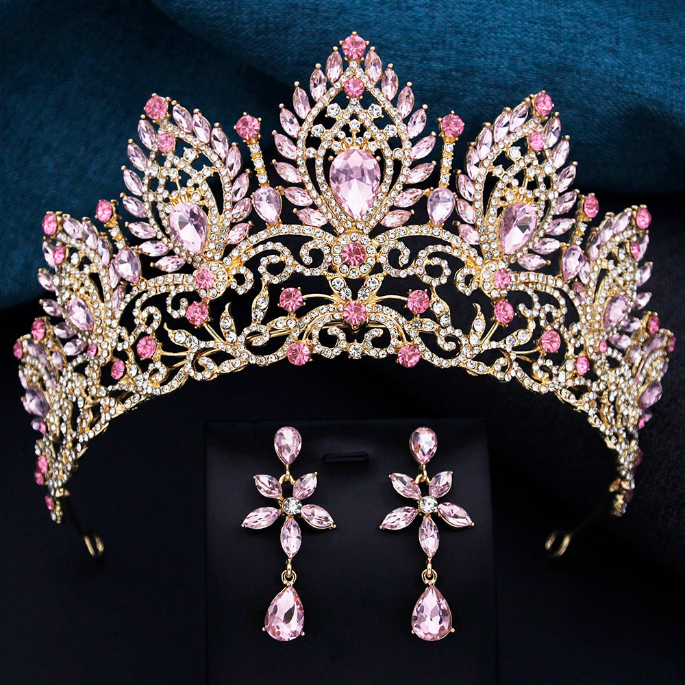 Parure Couronne de Mariée Eugénie Doré Rose