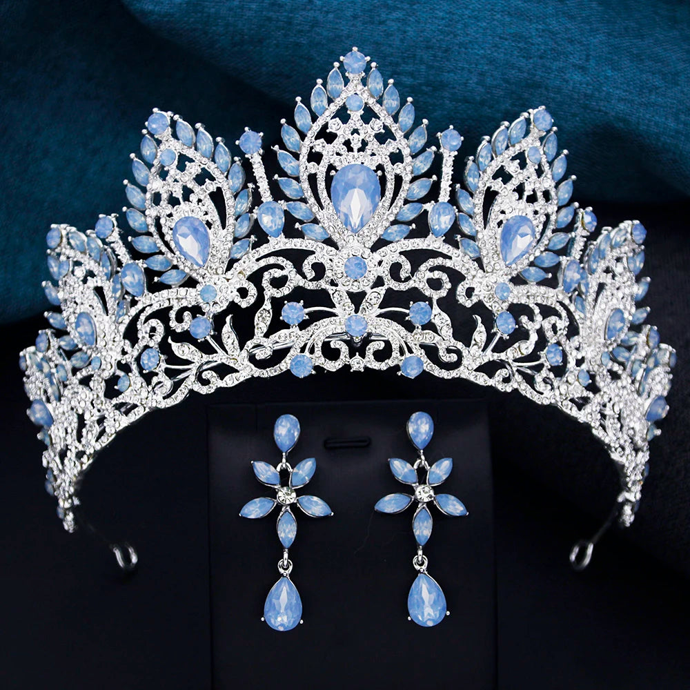 Parure Couronne de Mariée Eugénie Bleu Opale