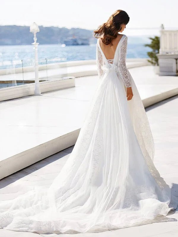 Boho Robes de Mariage Plage Robe Dentelle