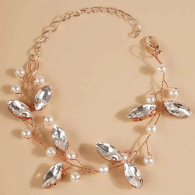 Bracelet mariage rose Marie, vue détaillée perles et finitions