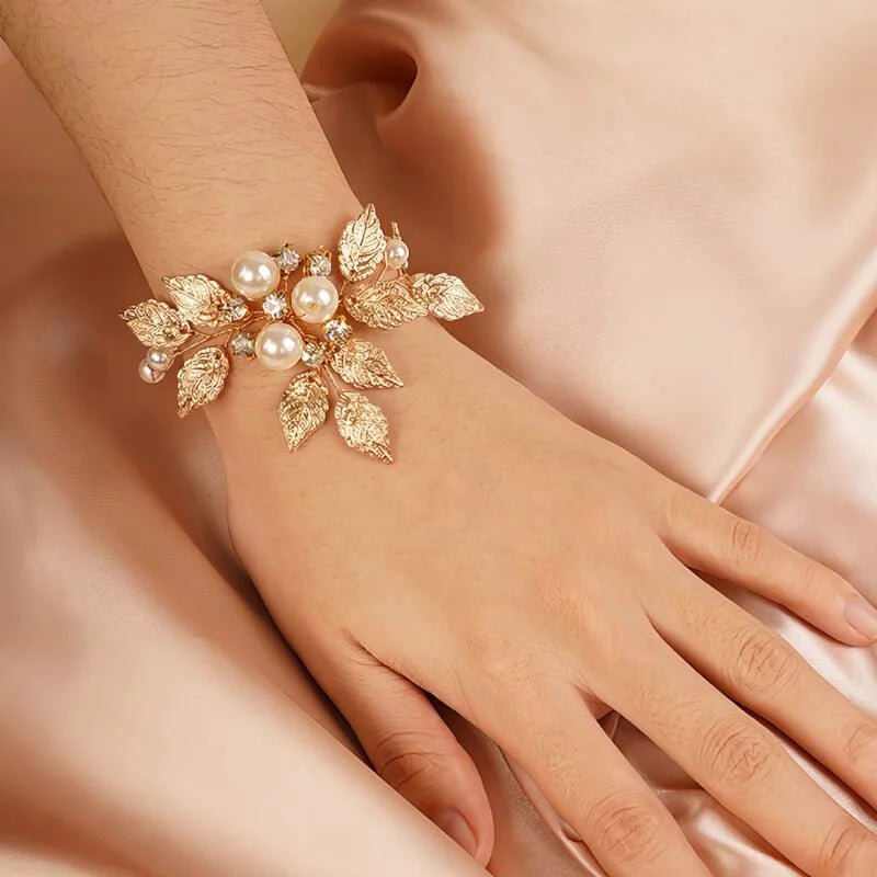 Bracelet mariée feuilles Or