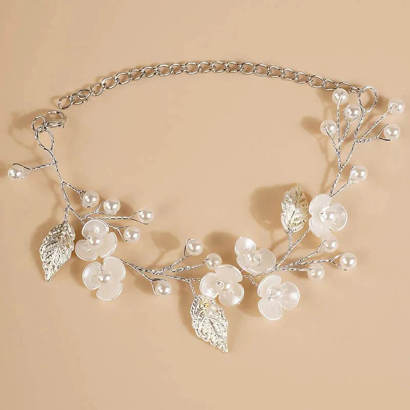 Bracelet mariée fleurs et perles Argent - Vue principale