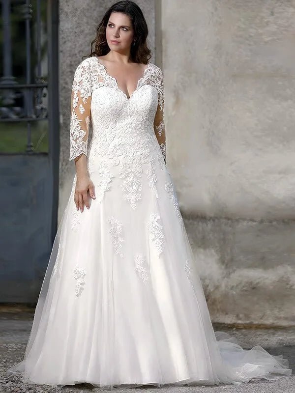 Dentelle Robe de Mariée pour Femme Ronde - Vue principale