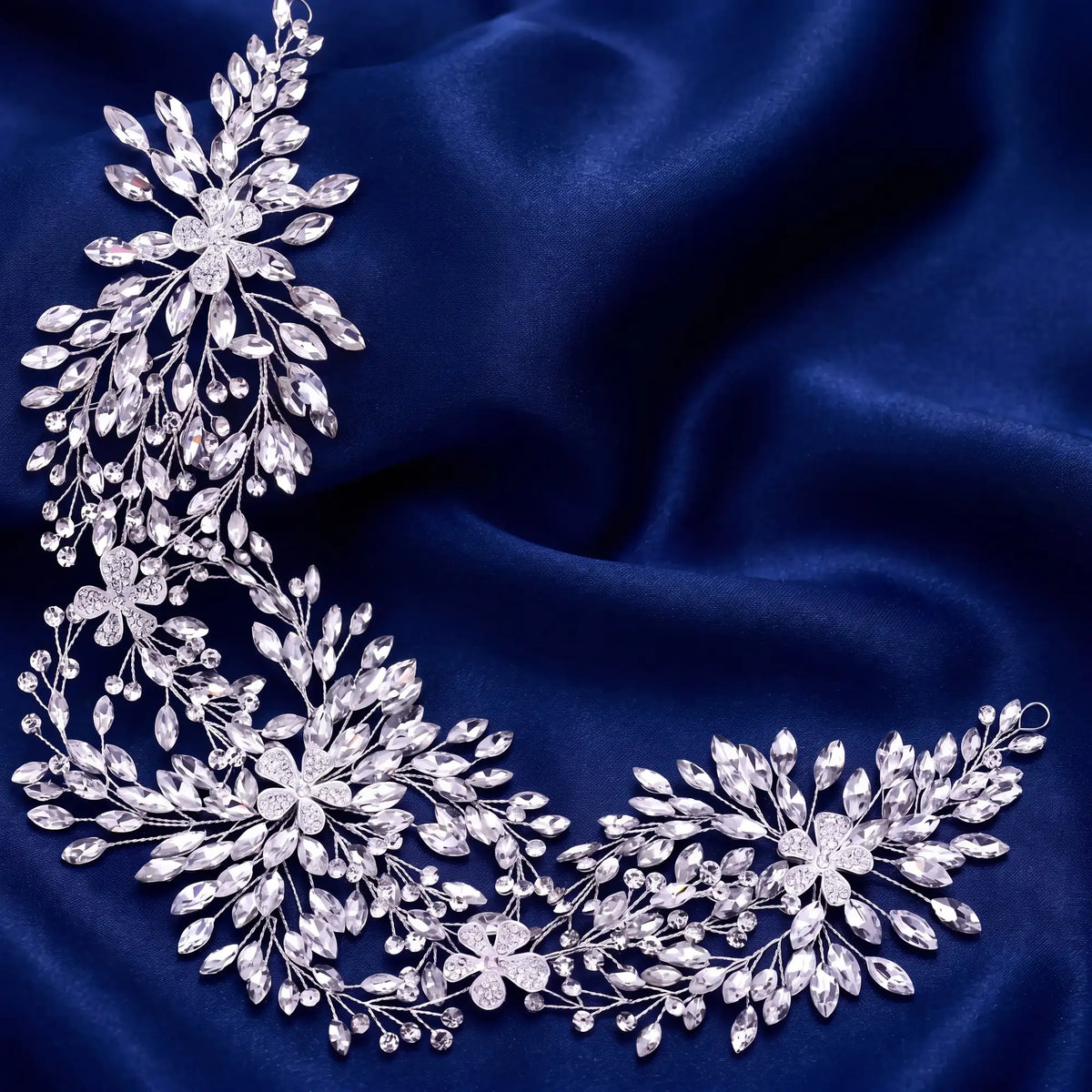 Headband de mariée Margaux, bandeau de cheveux en strass et cristaux sur monture souple