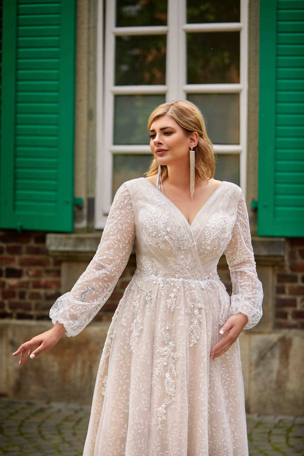 Robe de Mariée Manches Longues Grande Taille