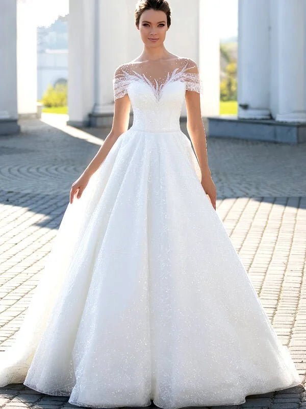 Paillettes Brillant Boho Robe de Mariée Bohème Chic