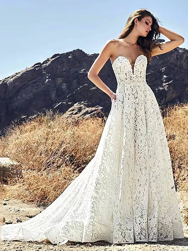 Pleine dentelle robe de mariée bohème - Vue principale