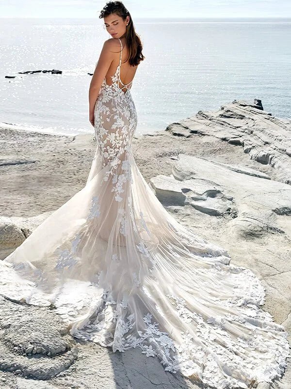 Robe Sirène Mariage Bohème - Vue de côté