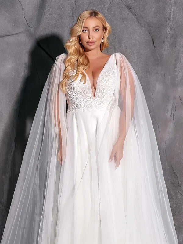 Robe de Mariée avec Cape Grande Taille