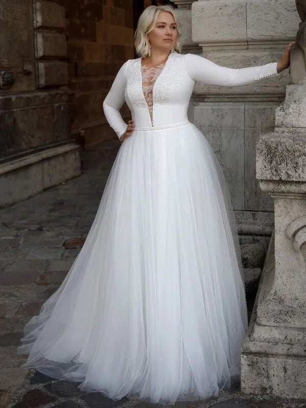 Robe de Mariée avec Manche Grande Taille