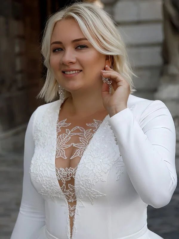 Robe de Mariée avec Manche Grande Taille