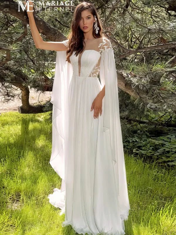 Robe de Mariée Bohème 2023, vue de face, robe de mariée élégante