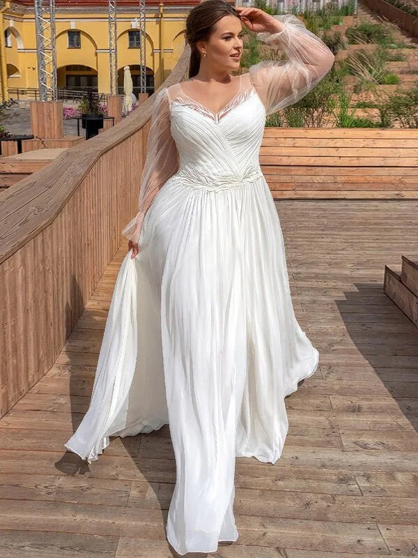 Robe de Mariee Boheme Chic en Mousseline Grande Taille