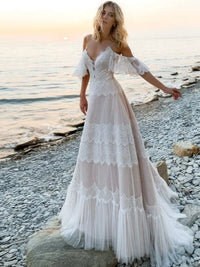 Robe de Mariée Bohème Dentelle Dos Nu