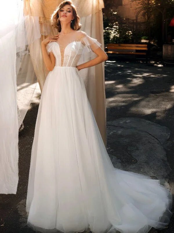 Robe de Mariée Bohème Été, vue de face, robe de mariée élégante