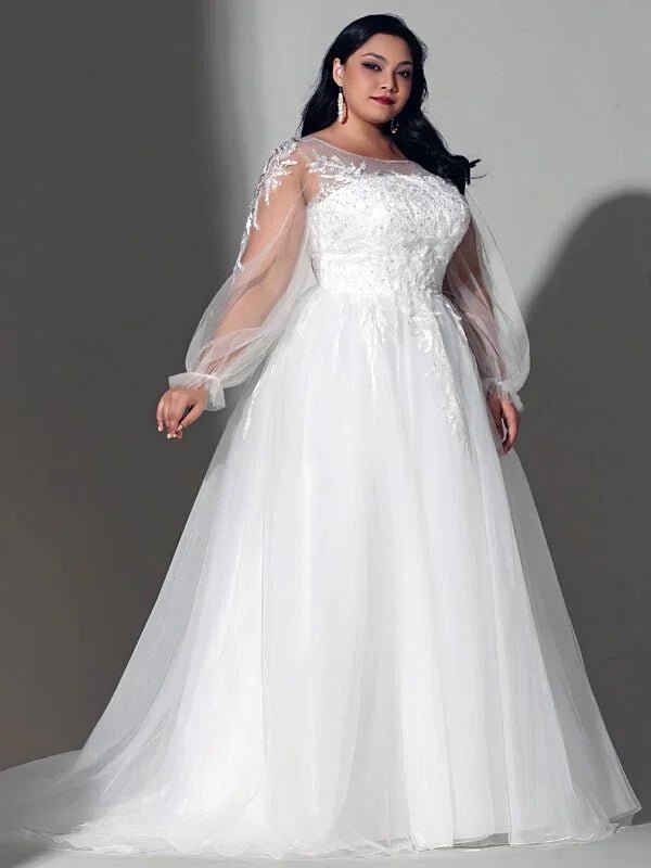 Robe de Mariée Bohème Manches Longue Grande Taille