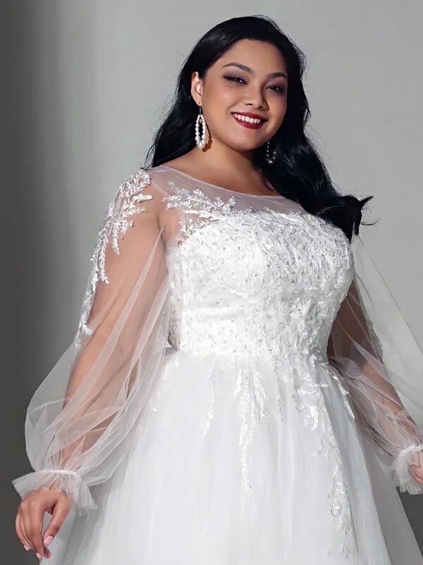 Robe de Mariée Bohème Manches Longue Grande Taille