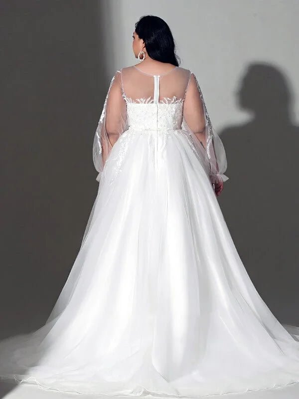 Robe de Mariée Bohème Manches Longue Grande Taille