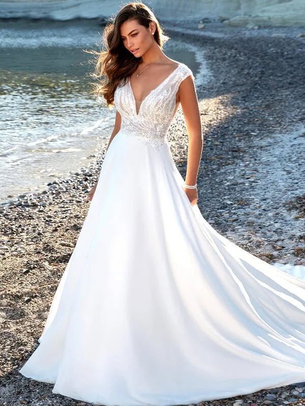 Robe de mariée bohème satin - Vue principale